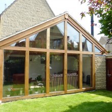 Oak farmed extension to provide new garden room to replace existing conservatory